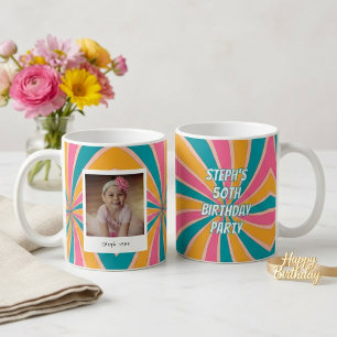 Mug Photo de 50e anniversaire coloré rétro 