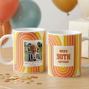 Mug Photo de 50e anniversaire rétro jaune