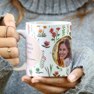 Mug Photo de Baby Shower de Fille aux Fleurs Sauvages