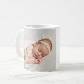 Mug Photo de bébé avec feuillage or Merci (Devant gauche)