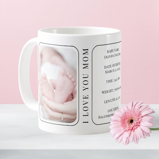 Mug Photo de bébé moderne Blanc nouveau maman Premier 