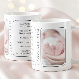 Mug Photo de bébé moderne blanc nouvelle maman premier