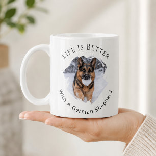 Mug Photo de Berger Allemand - La vie est meilleure
