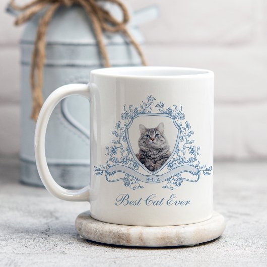 Mug Photo de chat dans une crête de Chinoiserie | Meil