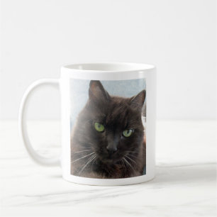 Mug Photo de chat noir Nom personnalisé