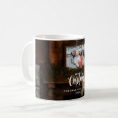 Mug Photo de cheminée rustique de Noël en hiver (Devant gauche)