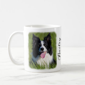 Mug Photo de chien avec une bordure dégradée Nom perso