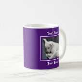Mug Photo de Chien blanc dormant tranquillement violet (Devant droit)