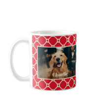 Photo de chien et nom Red Diamond Checker Motif