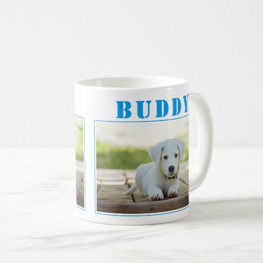 Mug Photo de chien ou animal de compagnie bleu (Devant droit)