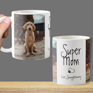 Mug Photo de chien Super Maman Empreinte de patte de c