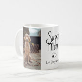Mug Photo de chien Super Maman Empreinte de patte de c (Devant gauche)