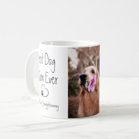 Mug Photo de chien Super Maman Empreinte de patte de c (Devant gauche)