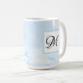 Mug Photo de ciel bleu doux Élégante initiale unique f (Devant droit)