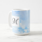Mug Photo de ciel bleu doux Élégante initiale unique f (Devant gauche)