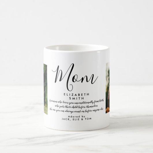 Mug Photo de citation de script élégant pour Maman (Centre)