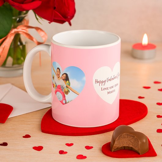 Mug Photo de coeur blanc rose Saint Valentin