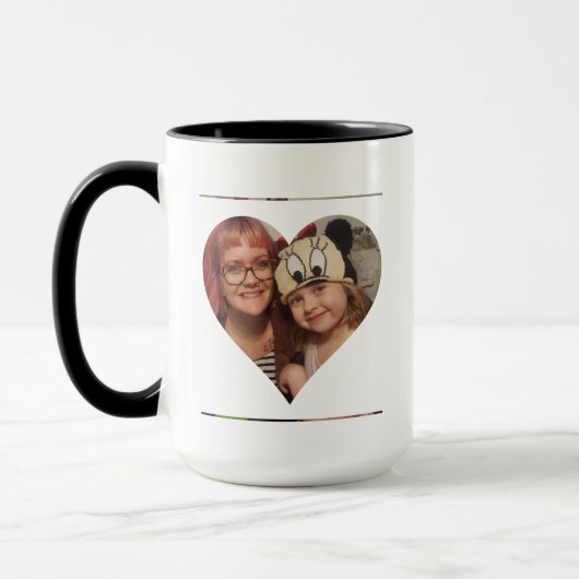 Mug Photo de coeur personnalisée et message pour maman (Gauche)