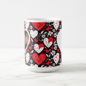 Mug Photo de Coeurs et Fleurs rouges, noirs et blancs (Centre)