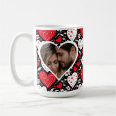 Mug Photo de Coeurs et Fleurs rouges, noirs et blancs (Gauche)