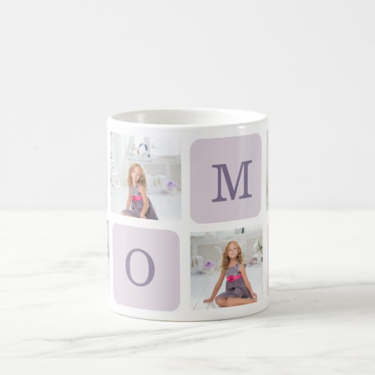 Mug Photo de collage moderne Meilleure mère Ever Purpl (Centre)