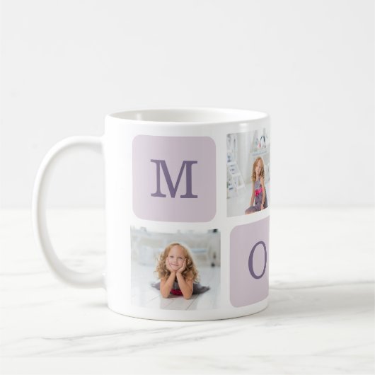 Mug Photo de collage moderne Meilleure mère Ever Purpl (Gauche)