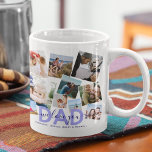 Mug Photo de collection Papa : 'We Love You'<br><div class="desc">Faites savoir à papa combien il est aimé avec cette tasse de café photo-collage moderne, avec dix (10) photos de votre choix qui peut facilement être téléchargé à partir de votre téléphone ou ordinateur sur un arrière - plan blanc classique, le texte - DAD dans la couleur ciel bleu en...</div>