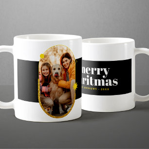 Mug Photo de famille minimaliste à paillettes dorées d