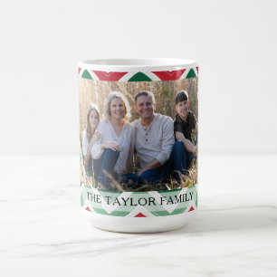 Mug Photo de famille personnalisé Chevron Rouge Vert
