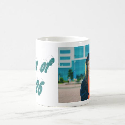 Mug Photo de fin d'études avec typographie verte de la (Centre)