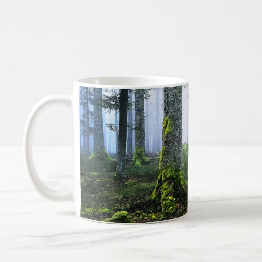 Mug Photo de forêt embrumée à l'aube (Gauche)