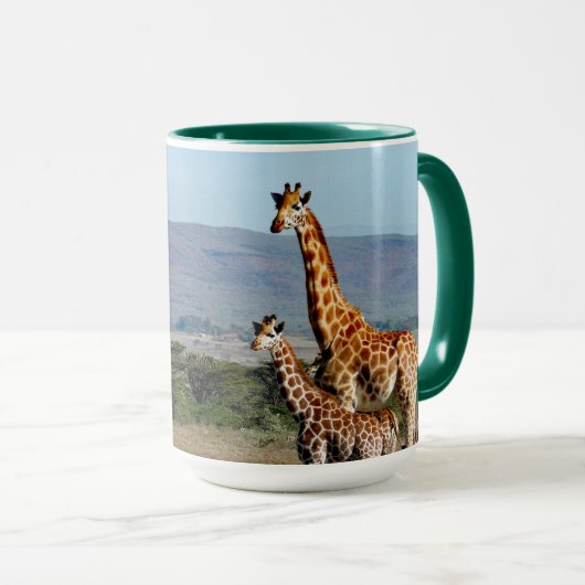 Mug Photo de girafe de la faune mère et bébé (Devant droit)
