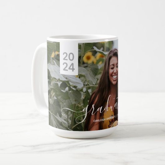 Mug Photo de graduation de script simple (Devant gauche)