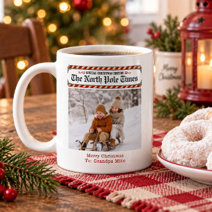 Mug Photo de journal vintage de Noël personnalisé