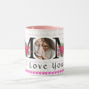 Mug photo de la fête des mères Cute HEART LOVE YOU