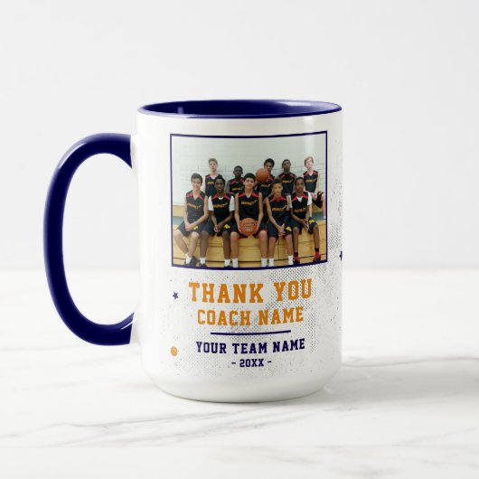 Mug Photo de l'équipe de coach Merci bleu (Gauche)