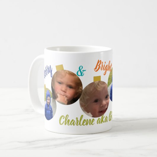 Mug Photo de l'ornement de Noël (Devant gauche)