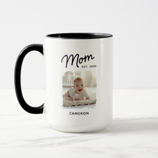 Mug Photo de maman Date d'établissement (Gauche)