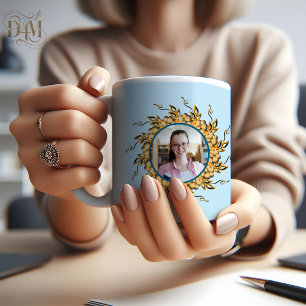 Mug Photo de Mandala Floral Orange Moderne 3D en Doodl
