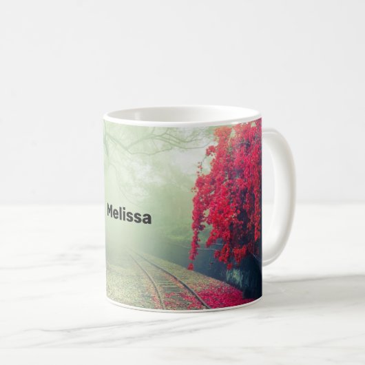 Mug Photo de Misty Train Tracks & Red Tree (Devant droit)