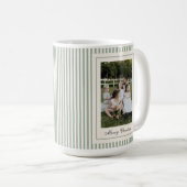 Mug Photo de Noël avec des rayures vertes (Devant droit)