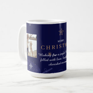 Mug Photo de Noël de la famille bleue moderne