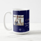Mug Photo de Noël de la famille bleue moderne (Gauche)