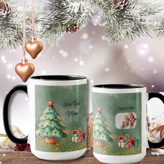 Mug Photo de Noël de l'aquarelle Magical Tree