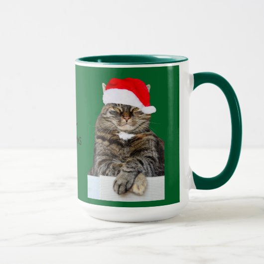 Mug Photo de Noël Humbug de chat avec Santa Hat (Droite)
