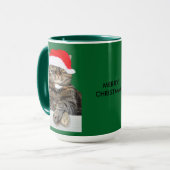 Mug Photo de Noël Humbug de chat avec Santa Hat (Devant gauche)