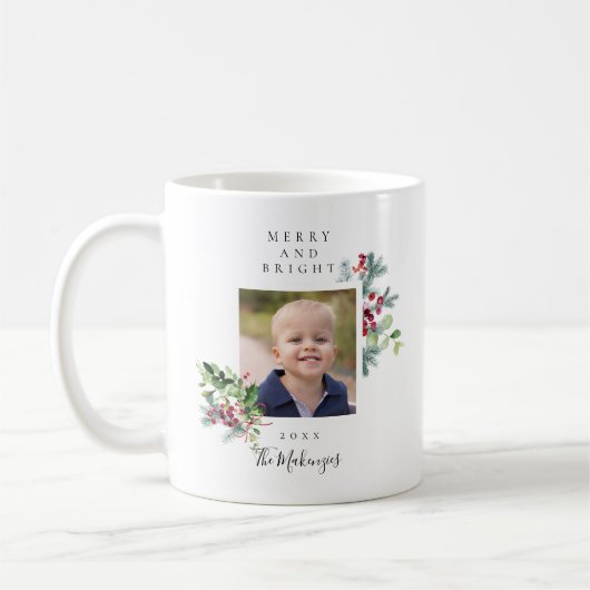 Mug Photo de Noël Joyeux et Joyeux jours fériés (Gauche)