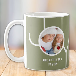 Mug Photo de Noël personnalisé de famille vert