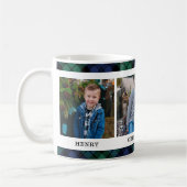 Mug Photo de Noël personnalisée Marine et Green Plaid (Gauche)