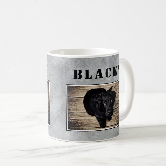 Mug Photo de nom de chien de compagnie gris moderne (Devant droit)